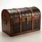 Wooden Leather Round Top Treasure Chest, Decorative storage Trunk with Lockable Latch